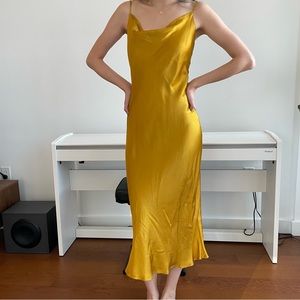 Yellow / Gold Satin Slip Dress from Zara, size XS